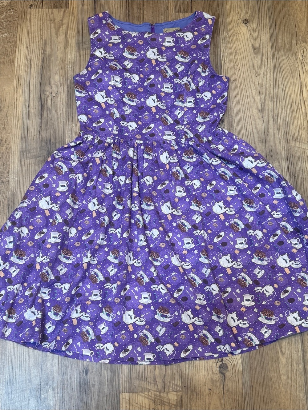 Women’s Lindy Bop Audrey Purple Tea and Biscuits Print Dress